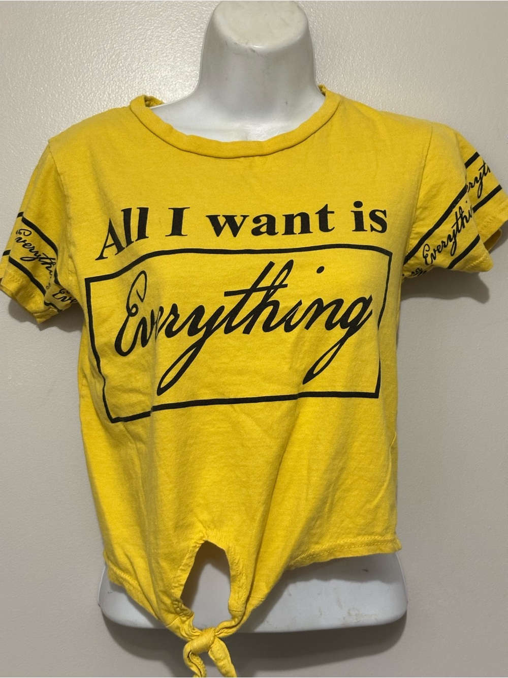 On Fire “All I Want Is Everything” Graphic Crop Top • Yellow